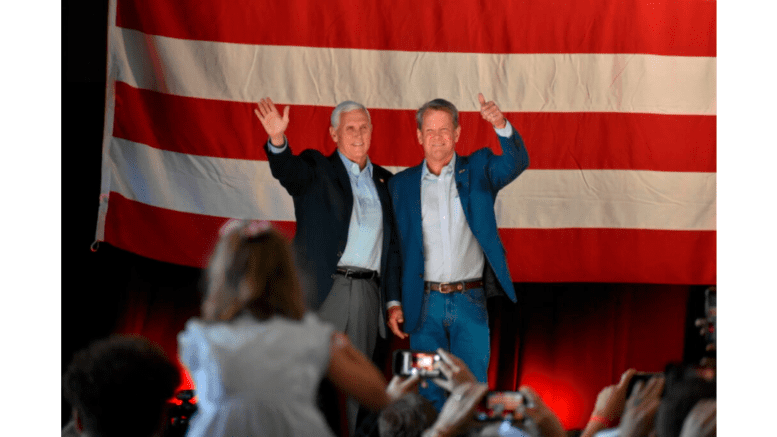 Former Vice President Mike Pence and Gov. Brian Kemp. Ross Williams/Georgia Recorder