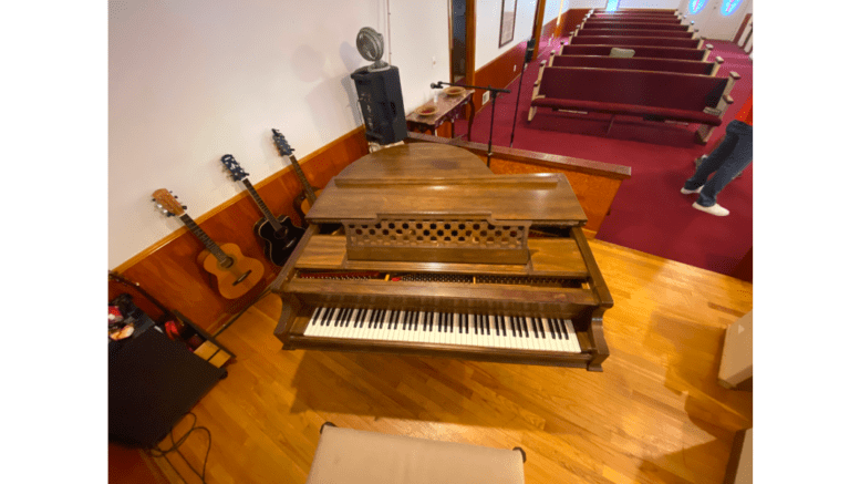 A baby grand piano