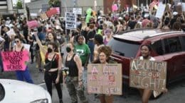 Abortion rights protestors march through Atlanta following the Supreme Court decision overturning Roe v. Wade. Right-wing groups are seeking a special Legislative session to immediately ban abortions. Ross Williams/Georgia Recorder