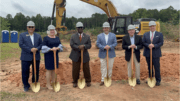 Pictured from left are, from Powder Springs, Mayor Pro Tem Henry Lust, City Manager Pam Conner, and Mayor Al Thurman; and from Selig, Greg Lewis, SVP Development; Steve Selig, president and CEO; and Steve Baile, Chief Development Officer