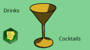 Cocktail glass image with the Cobb County Courier logo and the words "drinks" and "cocktails"