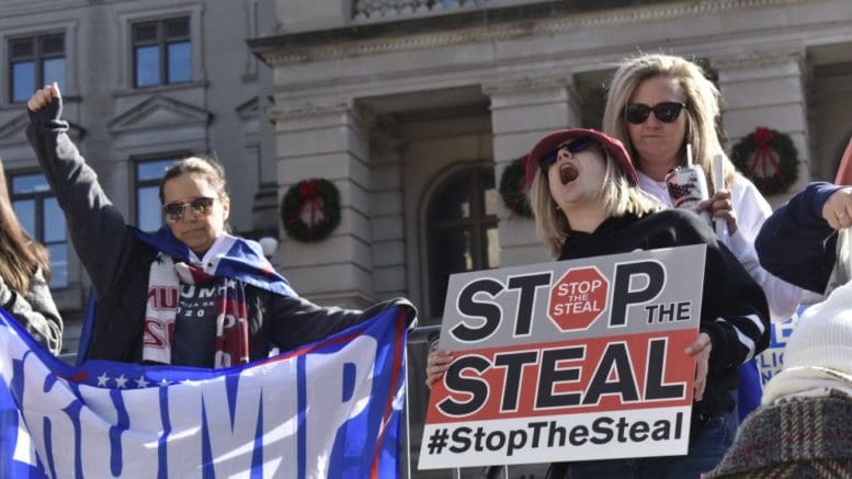 Rally promoting the conspiracy theory that the 2020 election was "stolen"