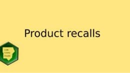 A graphic with the words "Product recalls" and the Cobb County Courier logo