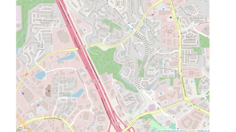 map of Windy Hill and Terrell Mill roads with the new connector joining them