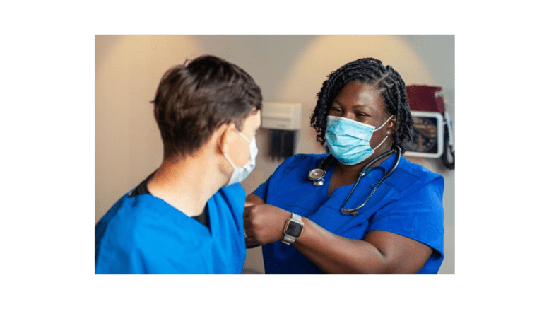 woman administering flu shot