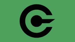 Cryptocurrency logo. The letter C with a design that looks like a sideways keyhole in the middle