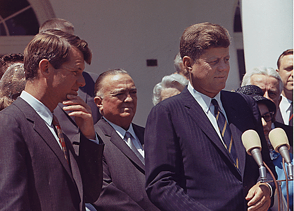President John F. Kennedy, and his brother, Robert Kennedy (Public domain image via Flickr)