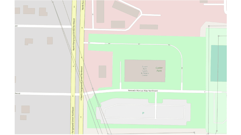 Map of Custer Park Sport & Fitness Center showing proximity to North Fairground Street in Marietta