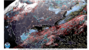 A map from the National Weather Service website showing derived wind motion over the eastern United States