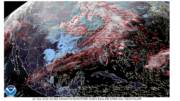 A map from the National Weather Service website showing derived wind motion over the eastern United States