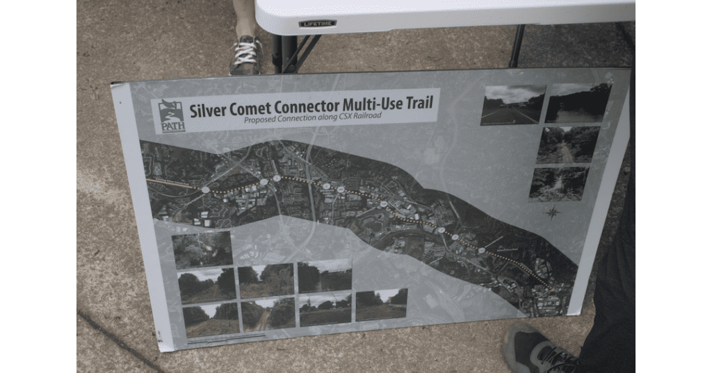 a map of the Silver Comet Trail extension on an easel