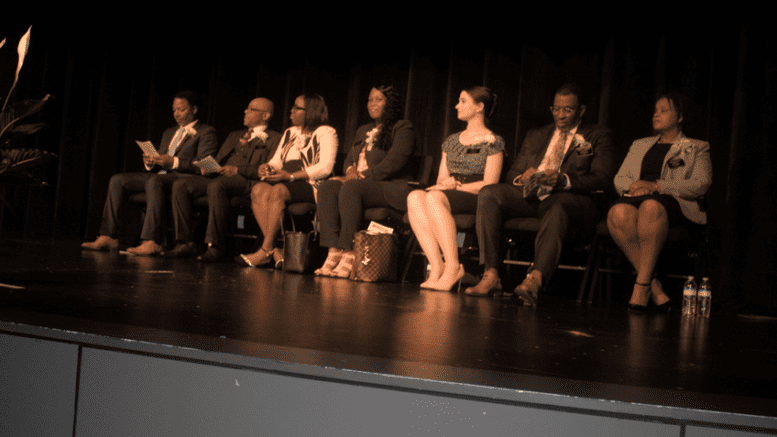 L-R Mableton Mayor Michael Owens, District 1 Councilman Ron Davis, District 2 Councilwoman Dami Oladapo,District 3 Councllwoman Keisha Jeffcoat, District 4 Councilwoman Patricia Auch, District 5 Councilman T.J. Ferguson, District 6 Councilwoman Debora Herndon