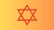 A red Star of David on a gold background