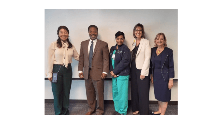 L-R Dr. Janet Memark, Regional Administrator, Cobb & Douglas Health Dr. Michael Owens, Mayor of Mableton Paula C. Greaves, MD, WellStar Health System, Lisa Crossman, Deputy Director, Cobb & Douglas Public Health Dr. Carol Holtz, Board Chair & Professor Emeritus of Nursing at Kennesaw State University