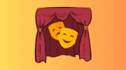 The comedy and drama mask behind curtains