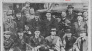 Photo from 1914 newspaper with group of Atlanta boosters meeting in Chattanooga about Dixie Highway project