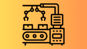 A line drawing representing a complicated machine