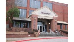 The entrance to the Threadmill Complex, a large brick converted factory building