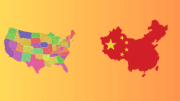 Map of the U.S. alongside a map of China