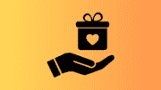 An abstract drawing of a hand giving a gift