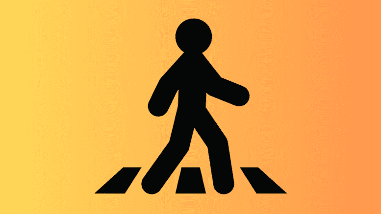 Stick figure of a pedestrian in crosswalks