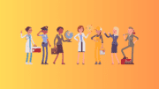 A graphic of a group of women of diverse race and profession