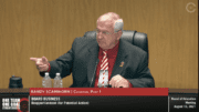 Screenshot of Cobb school board member Randy Scamihorn pointing his finger