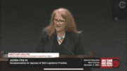 Screenshot of Gretchen Walton, an assistant superintendent in the Cobb County School District, speaking on the district's legislative priorities