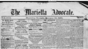 The front page of an 1861 copy of the Marietta Advocate