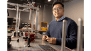 KSU researcher Paul Lee at his biomedical research table