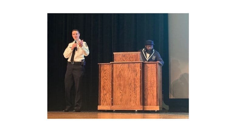 Cobb Police Chief VanHoozer and Cobb school board member Tre' Hutchins