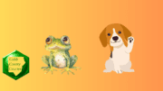 a cartoon frog alongside a cartoon dog