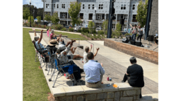 A lunchtime crowd enjoys the pop/rock setlist performed by Incentive during the City of Powder Springs' Brown Bag Lunch Concert offering on Sept. 21, 2023. Held each September in previous years, the city's Brown Bag Lunch Concert Series is adding in 2024 four April bookings ahead of its annual autumn return, with the free concerts taking place from noon to 1 p.m. each Thursday in both April and September. Photo courtesy Jon Gargis/City of Powder Springs