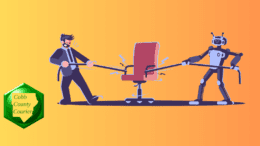 A human and a robot in a tug of war over an office chair