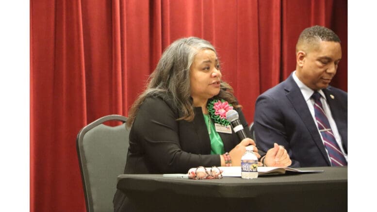 Sonya Allen (L) and Cobb DA Flynn Broady (R)