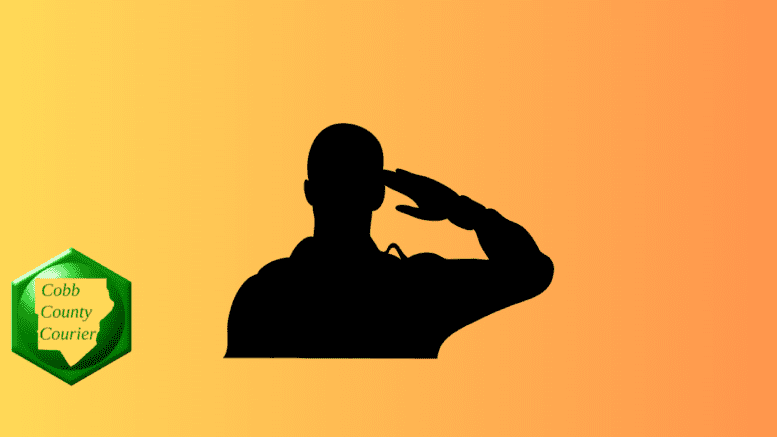 Silhouette of man saluting