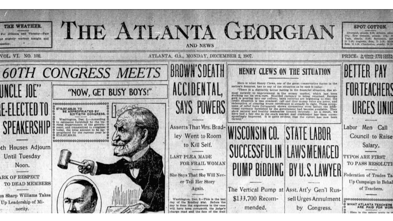 An image of the front page of the December 2, 1907 edition of the Atlanta Georgian