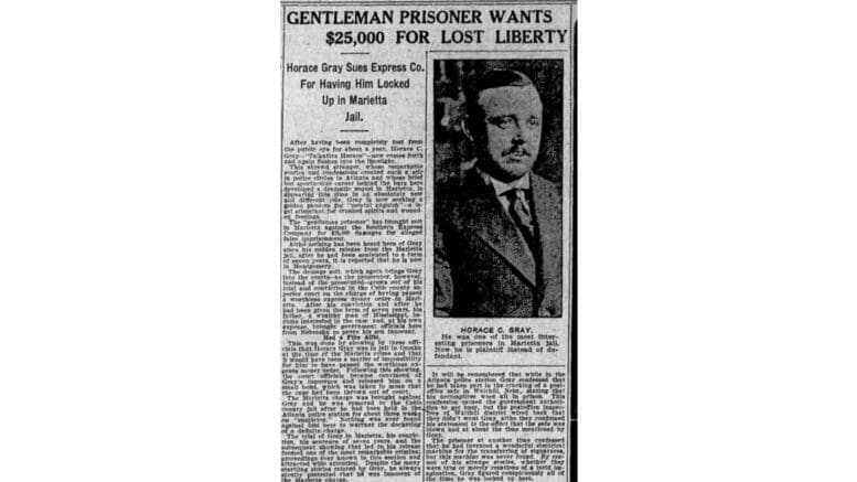 Image of a 1910 newspaper article