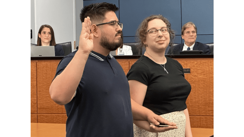 Anthony Gutierrez, accompanied by his fiancée Gabby Sterba, was sworn in by Judge H. Luke Mayes.