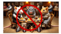 AI-generated image of cartoonish rats and roaches seated at a restaurant table