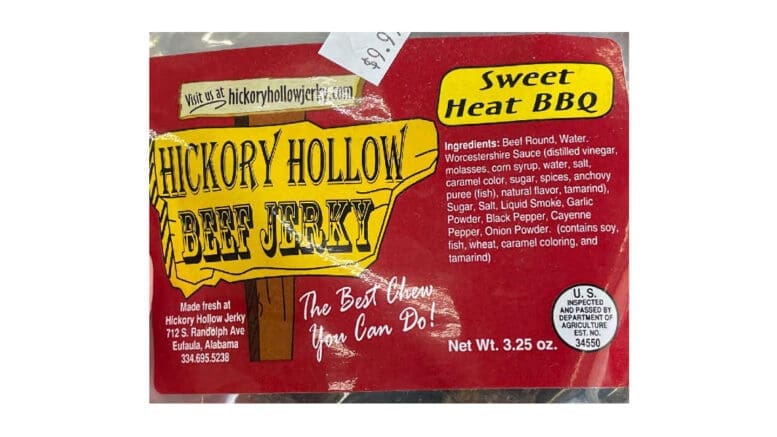 Photo of label from a Hickory Hollow Jerky product