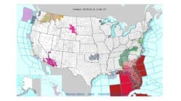 A weather map tracking the progress of Tropical Storm Helene. Parts of Florida, Georgia and the Gulf of Mexico are in bright red signifying high intensity of the storm