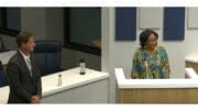 Screenshot of new library director Keith Schuermann alongside Cobb County Manager Jackie McMorris