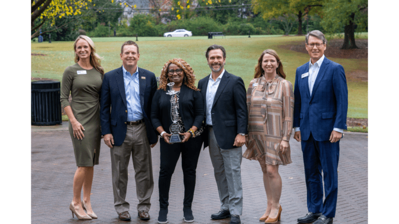 Group photo from the Smyrna Council COTY ceremony: (l to r): Betsy Madrerohon of Capital City Bank, Derek Norton the Mayor of Smyrna, Rose Diggs the 2024 Smyrna Citizen of the Year, Andrew Walker 2024 Smyrna Area Council Director, Michele Howard of the Cobb Chamber, and Ron King of Capital City Bank