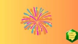 Drawing of fireworks bursting colorfully in the air