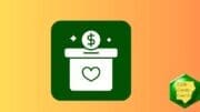 An icon with a money-box, a dollar sign and a heart representing charitable giving