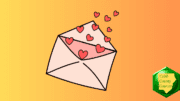 An envelope with valentine hearts streaming out