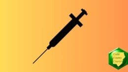 A drawing of a syringe