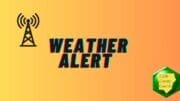 The phrase "Weather Alert" beside an icon of a broadcasting tower