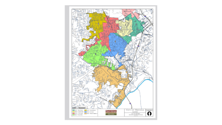 A ward map of Smyrna Georgia